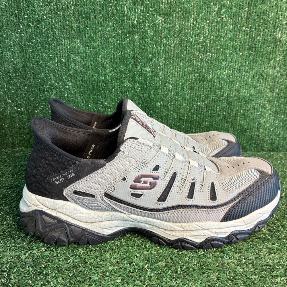 Skechers Slip-ins Afterburn M. Fit Ridgeburn Athletic Sneaker Grey Black Mens 11